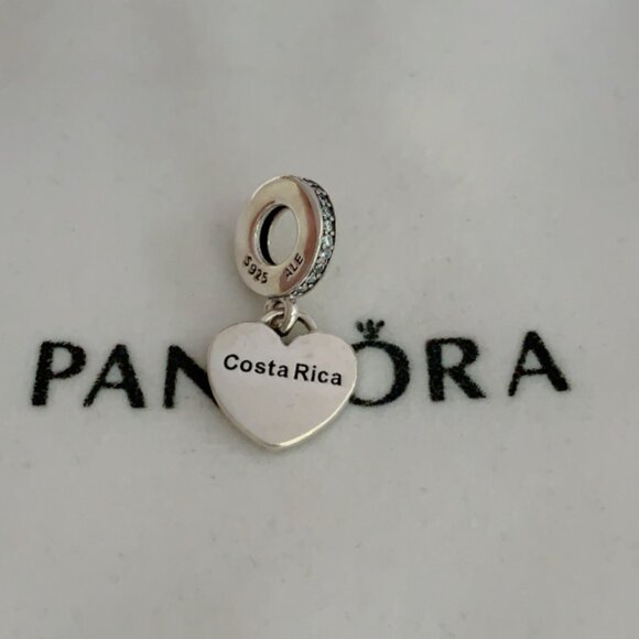Pandora Costa Rica Flag Exclusive Heart Charm Pendant - Picture 2 of 4